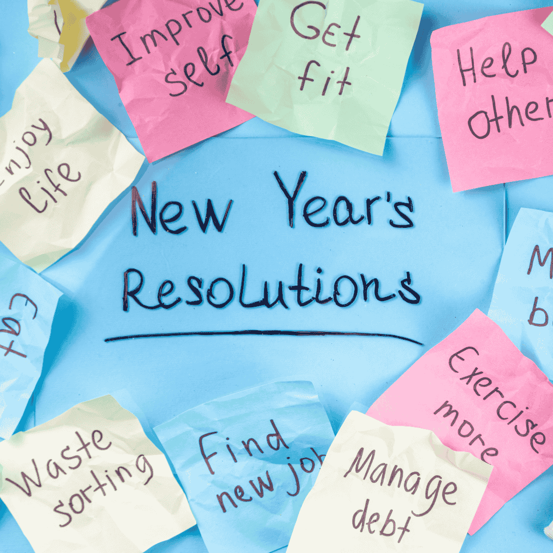 New Year's Resolutions post it notes