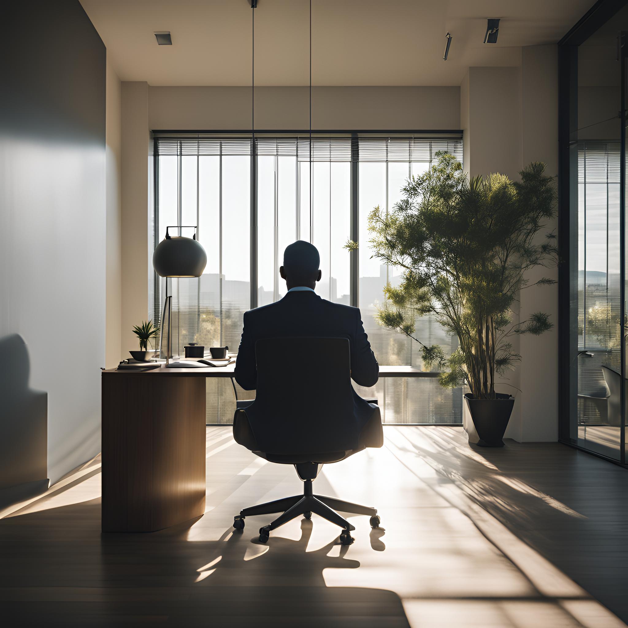 Afro-caribbean lawyer in his office being laid off work.